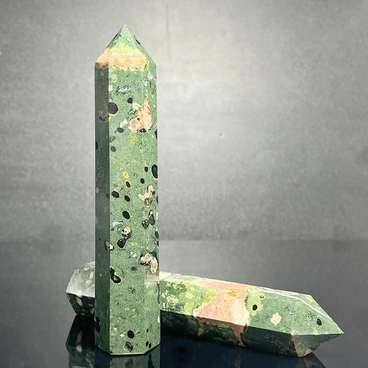 Natural Lotus peacock stone single pointed column Heal ing Gemstone Home Decor