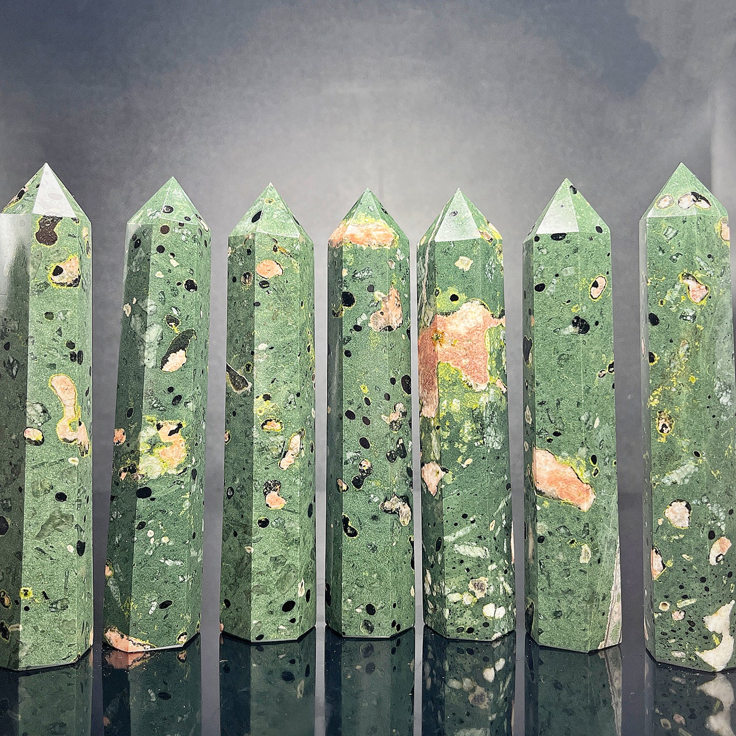 Natural Lotus peacock stone single pointed column Heal ing Gemstone Home Decor