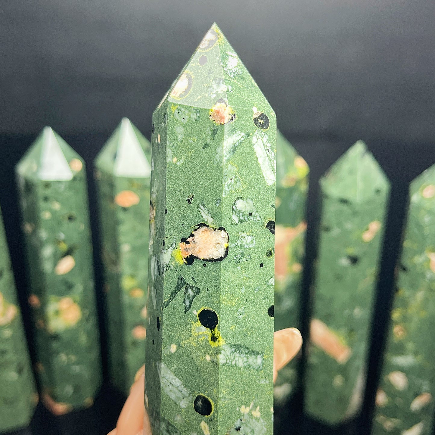 Natural Lotus peacock stone single pointed column Heal ing Gemstone Home Decor