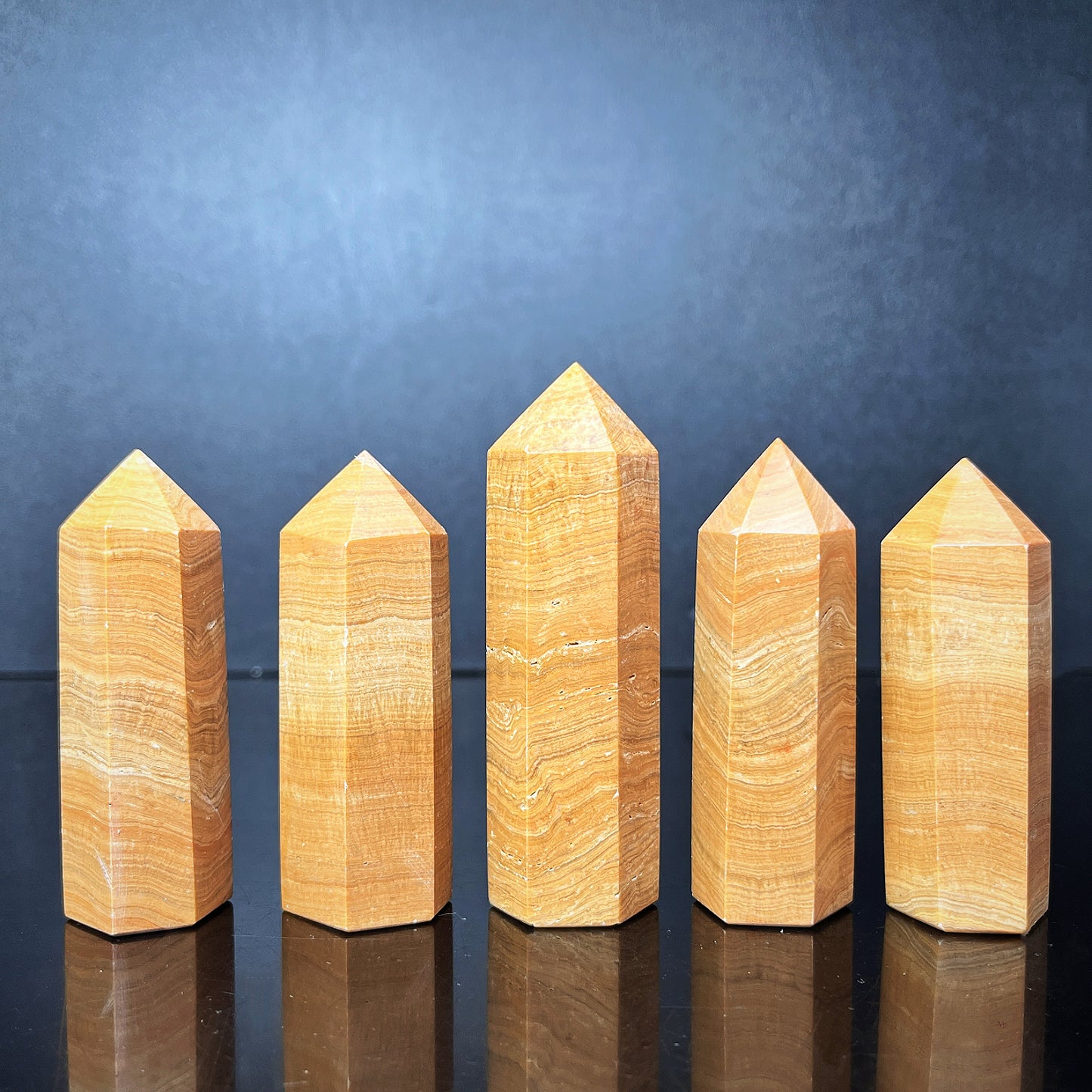 Natural Yellow wood grain single pointed column Heal ing Gemstone Home Decor