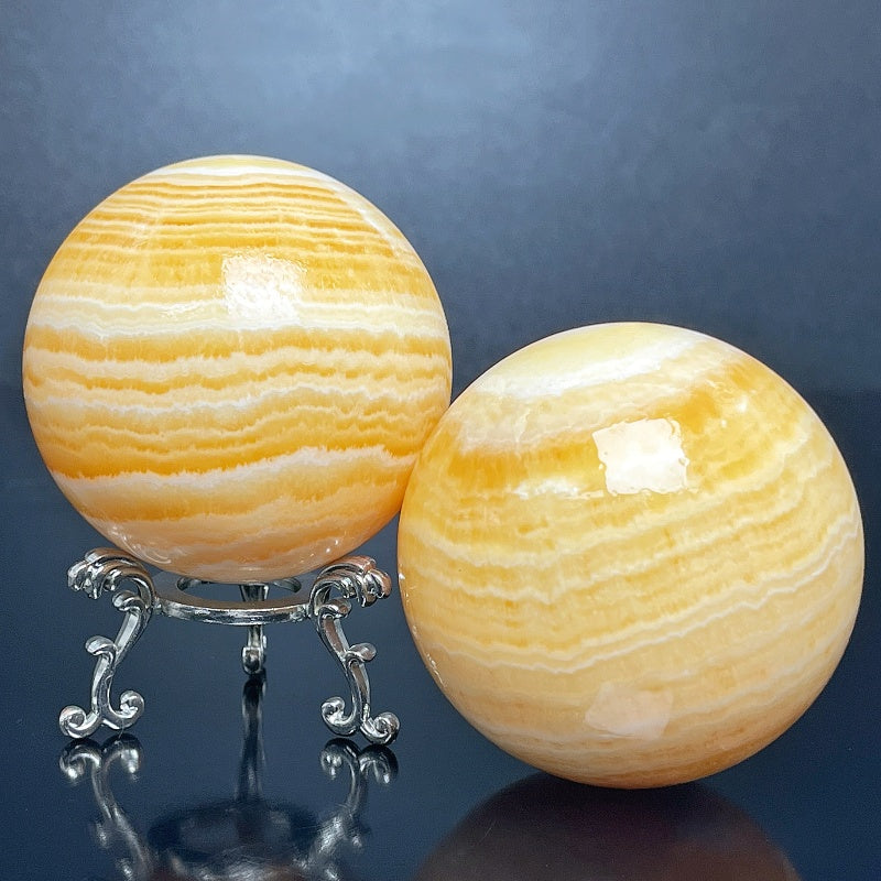 Natural Striped Orange Square Solution Ball Heal ing Gemstone Home Decor