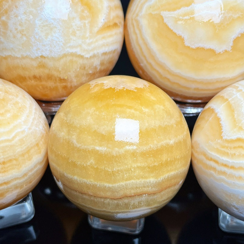 Natural Striped Orange Square Solution Ball Heal ing Gemstone Home Decor