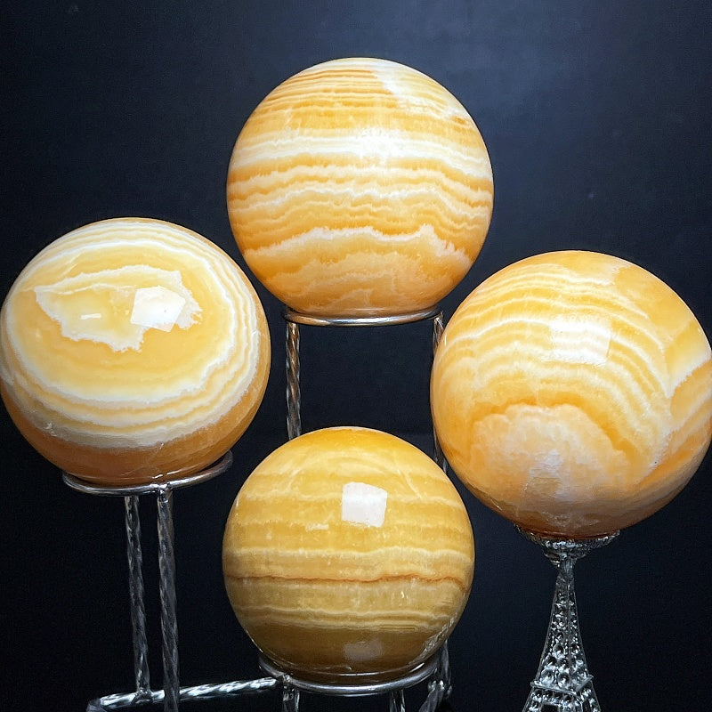 Natural Striped Orange Square Solution Ball Heal ing Gemstone Home Decor