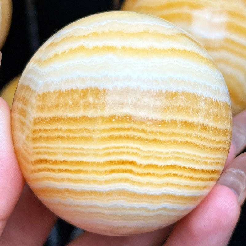 Natural Striped Orange Square Solution Ball Heal ing Gemstone Home Decor