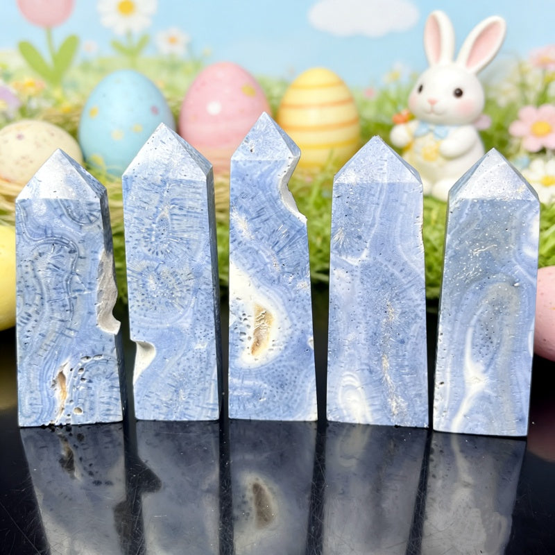 Natural Blue Coral Square Column Heal ing Gemstone Home Decor