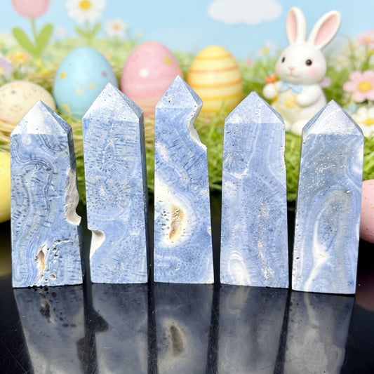 Natural Blue Coral Square Column Heal ing Gemstone Home Decor