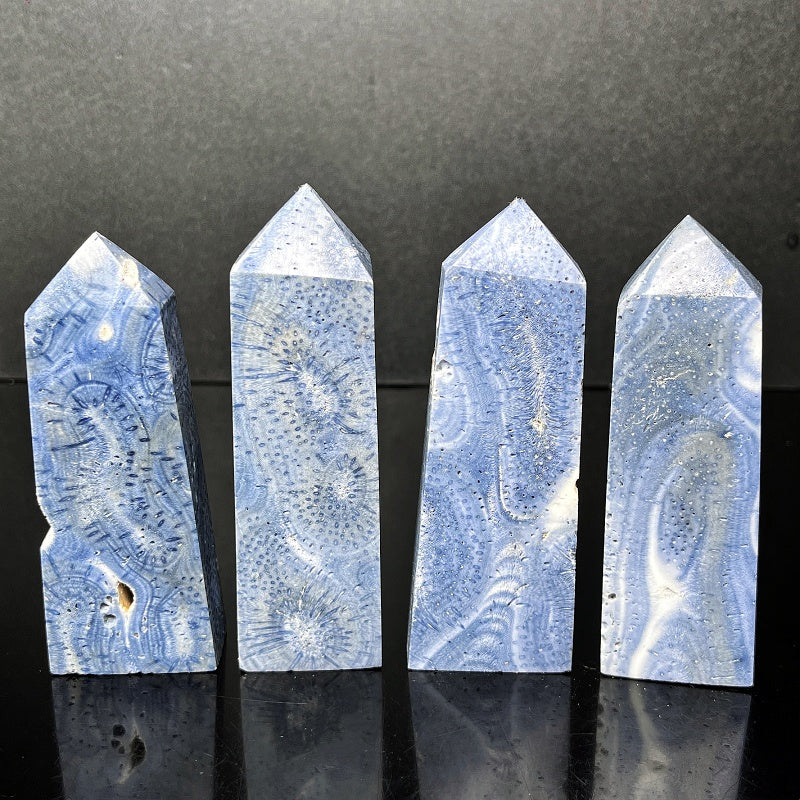 Natural Blue Coral Square Column Heal ing Gemstone Home Decor