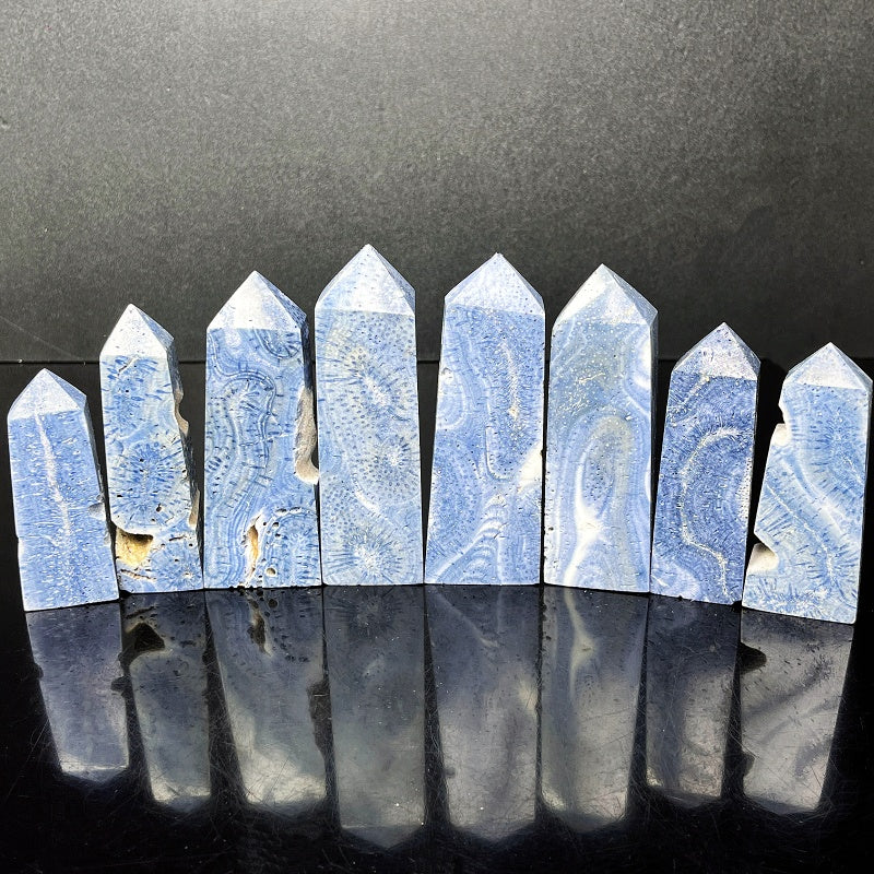 Natural Blue Coral Square Column Heal ing Gemstone Home Decor