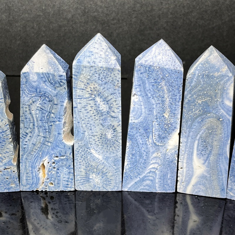 Natural Blue Coral Square Column Heal ing Gemstone Home Decor