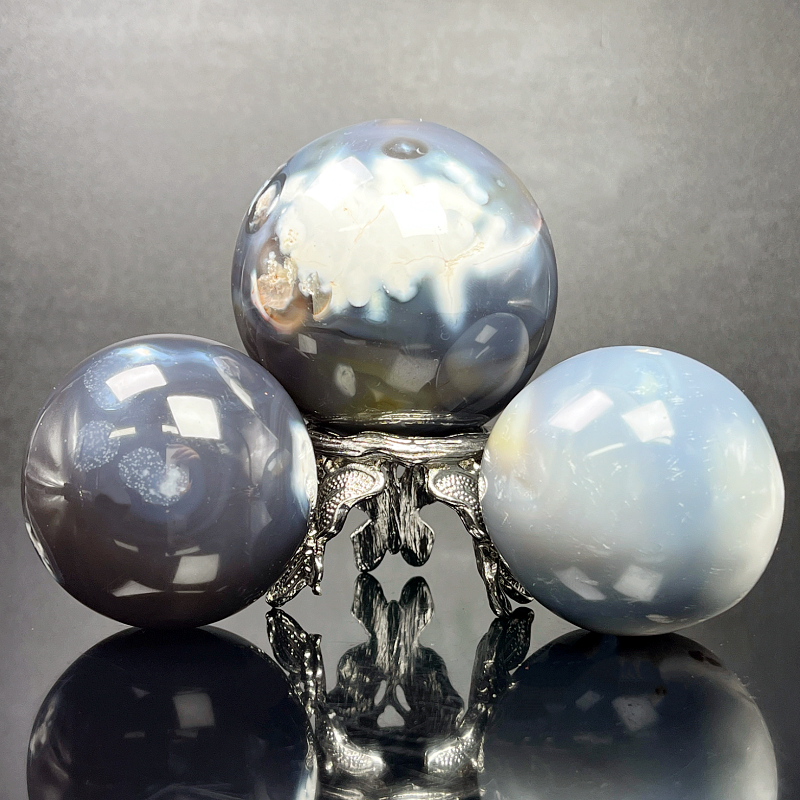 Natural Orca agate ball Heal ing Gemstone Home Decor