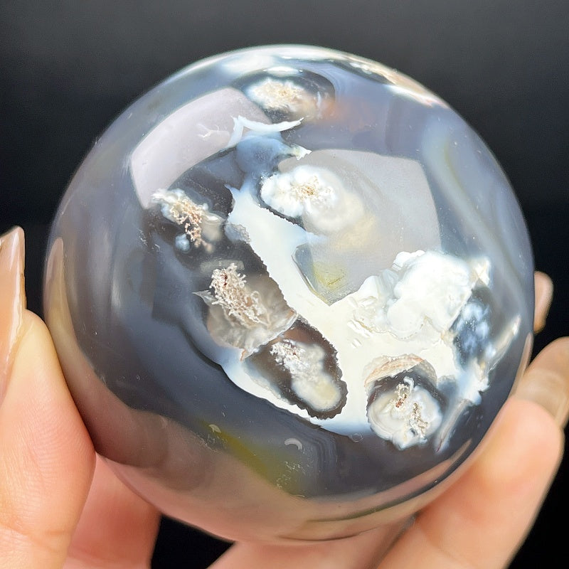 Natural Orca agate ball Heal ing Gemstone Home Decor