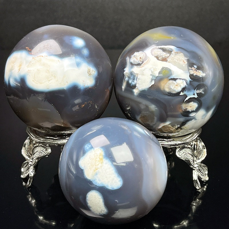 Natural Orca agate ball Heal ing Gemstone Home Decor