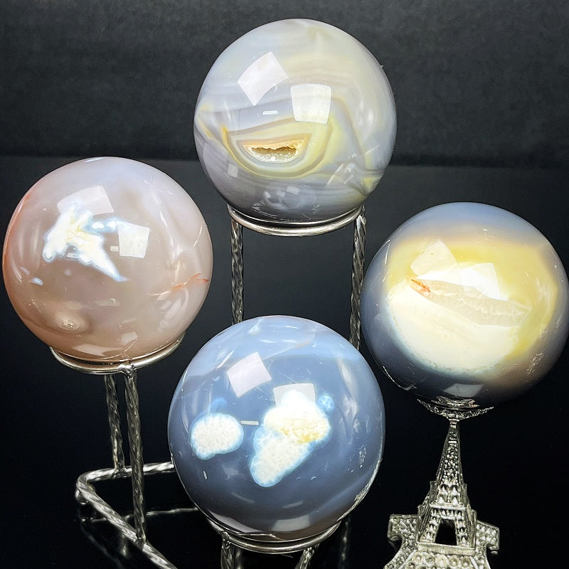 Natural Orca agate ball Heal ing Gemstone Home Decor