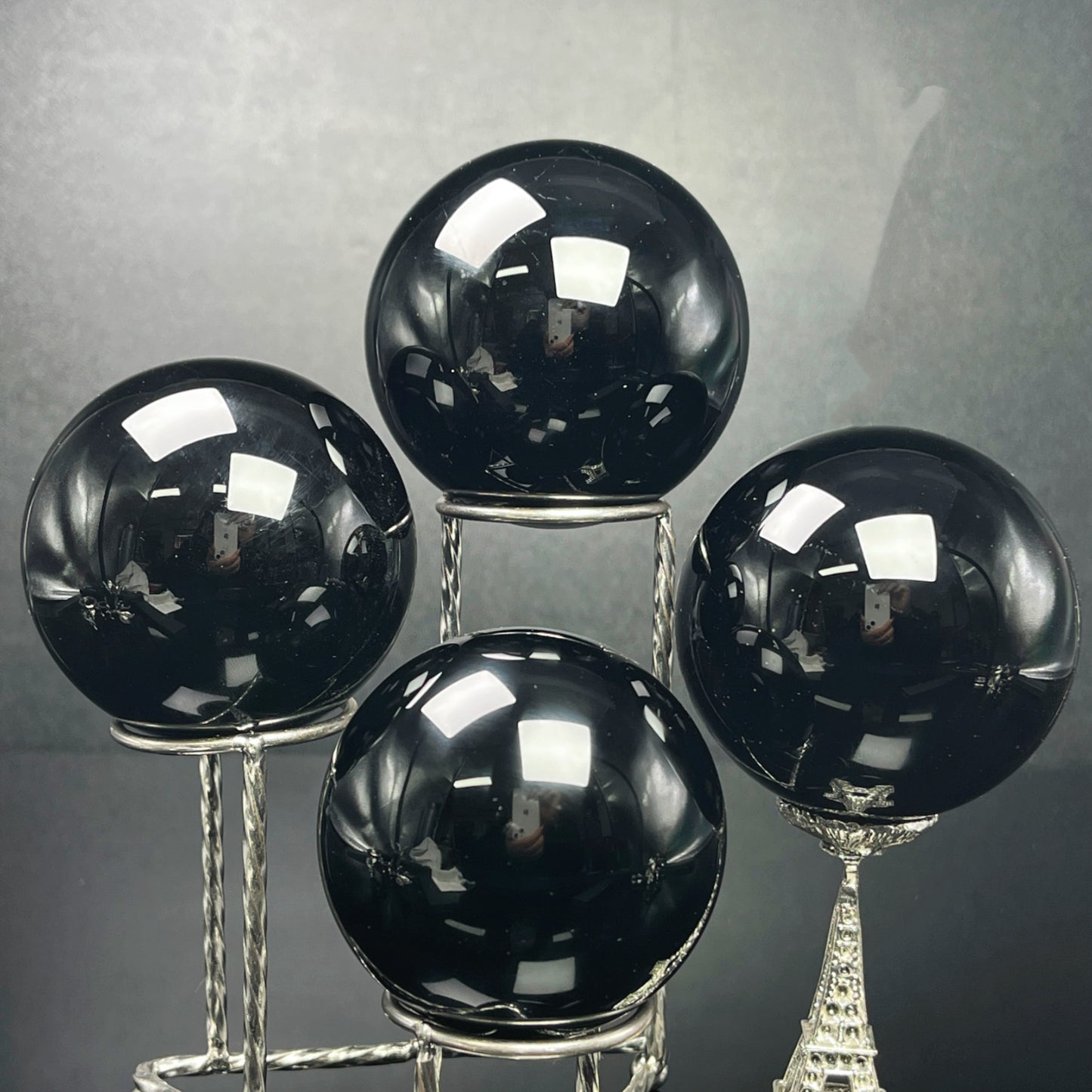 Natural Obsidian sphere Heal ing Gemstone Home Decor