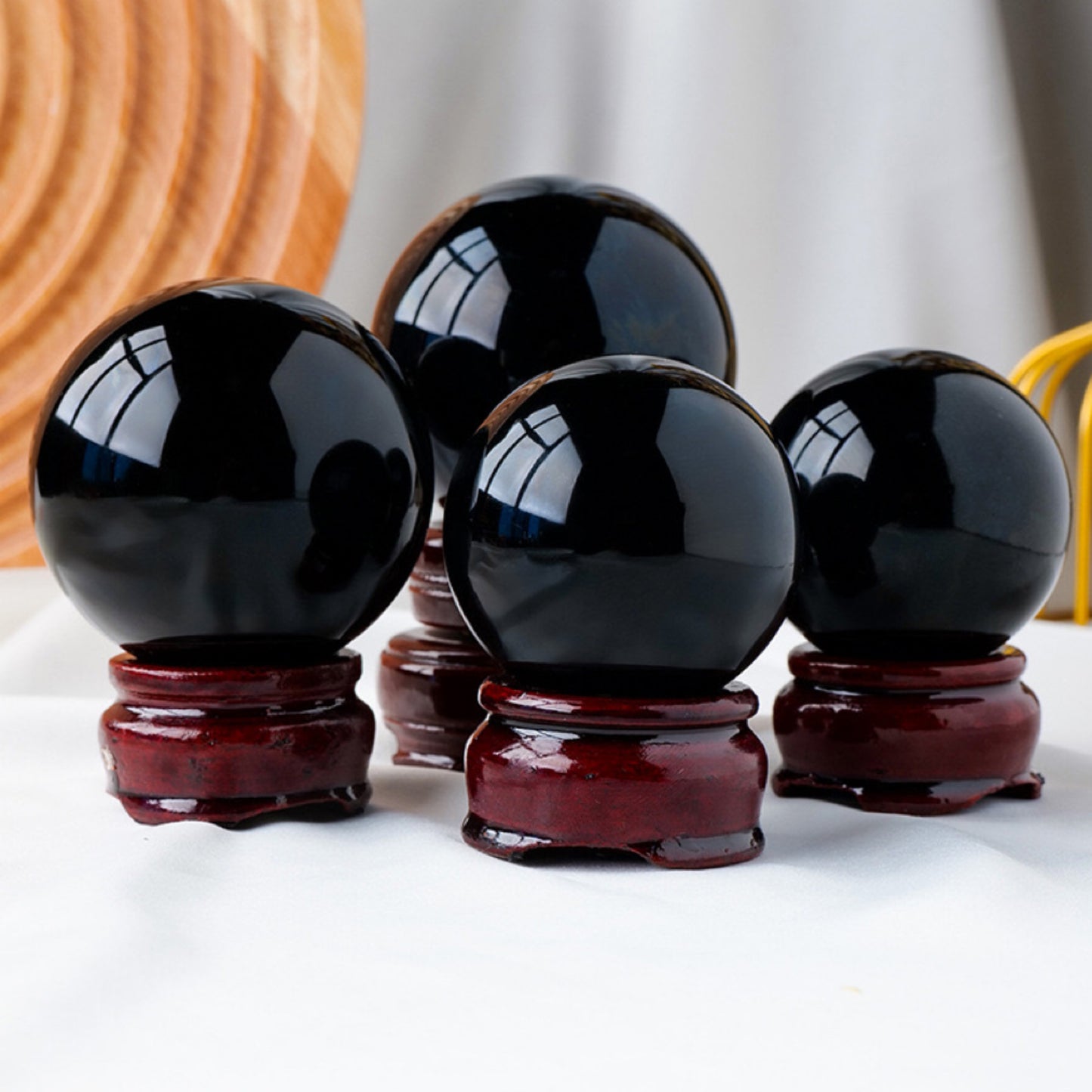 Natural Obsidian sphere Heal ing Gemstone Home Decor