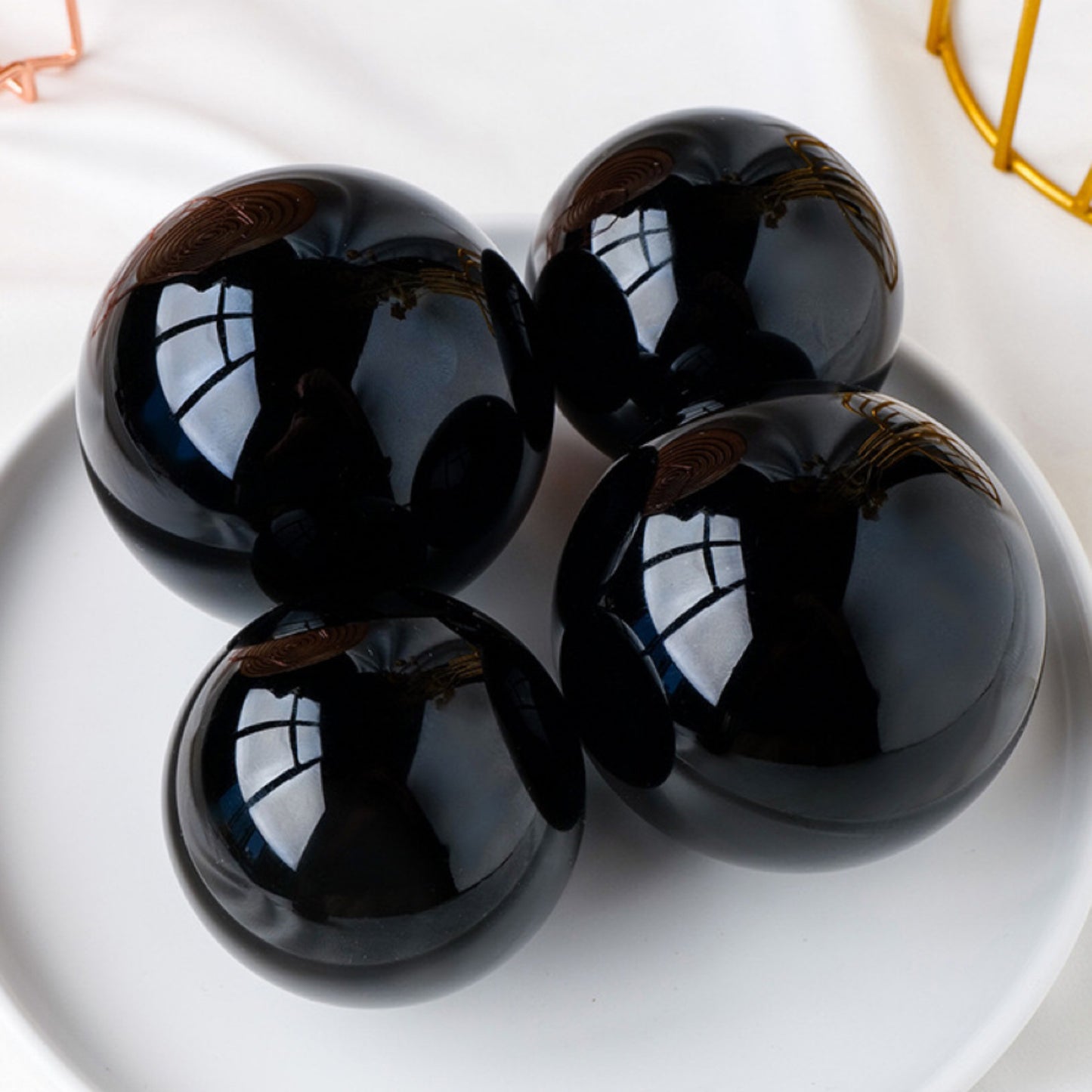 Natural Obsidian sphere Heal ing Gemstone Home Decor
