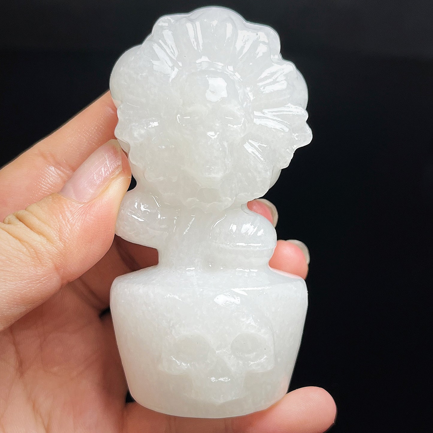 Natural Carving man eating flowers Heal ing Gemstone Home Decor