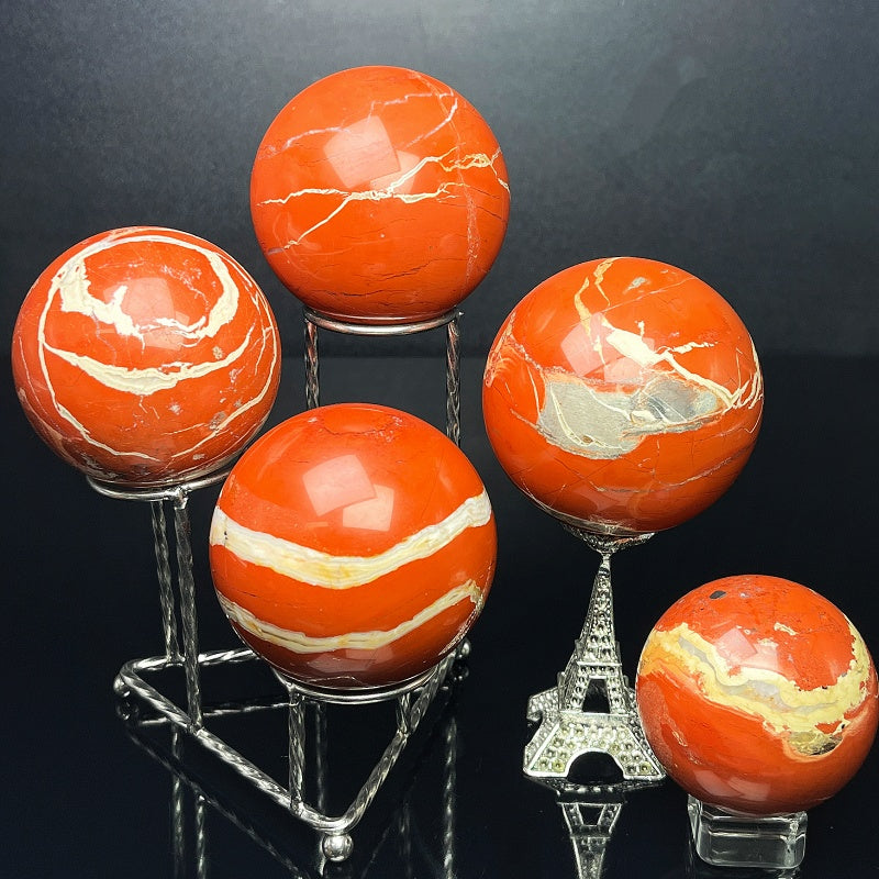 Natural Red Jade Ball Heal ing Gemstone Home Decor