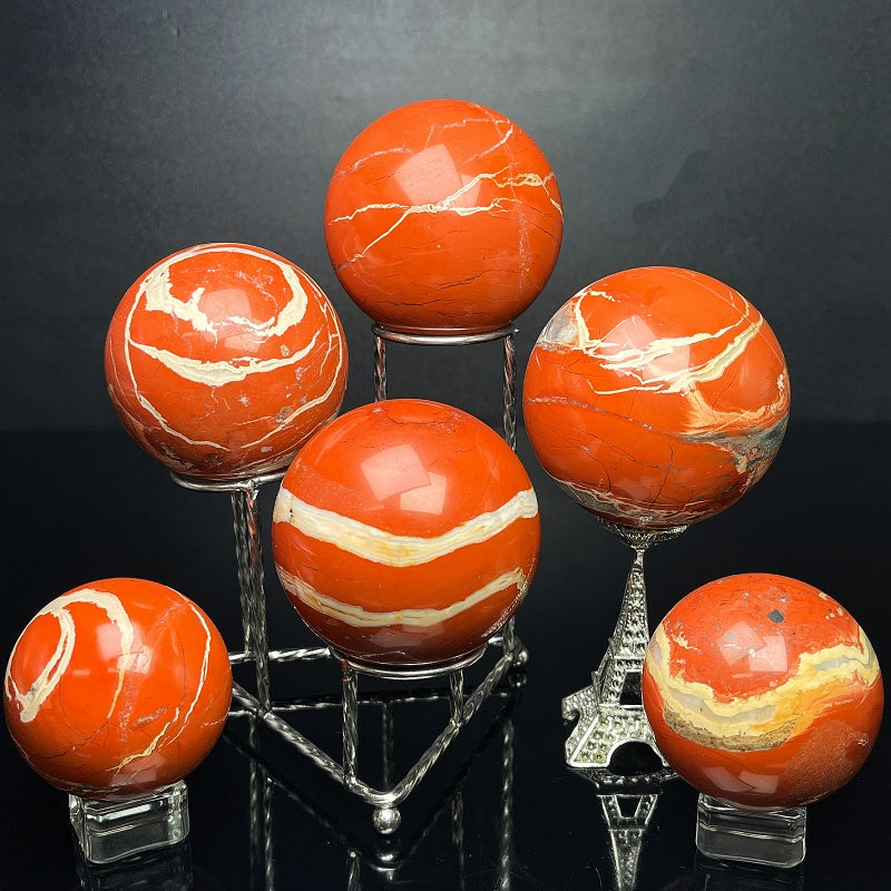 Natural Red Jade Ball Heal ing Gemstone Home Decor