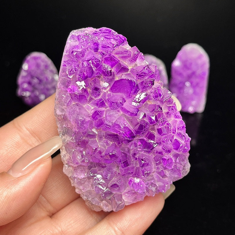 Natural Purple Water Crystal Cluster Ornament Heal ing Gemstone Home Decor