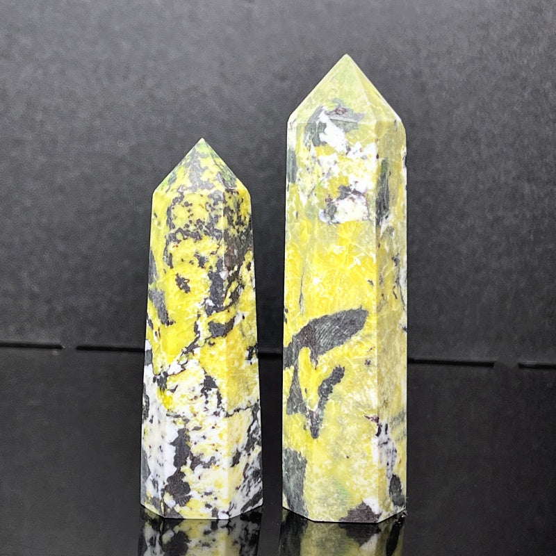 Natural Yellow pine stone single pointed column Heal ing Gemstone Home Decor
