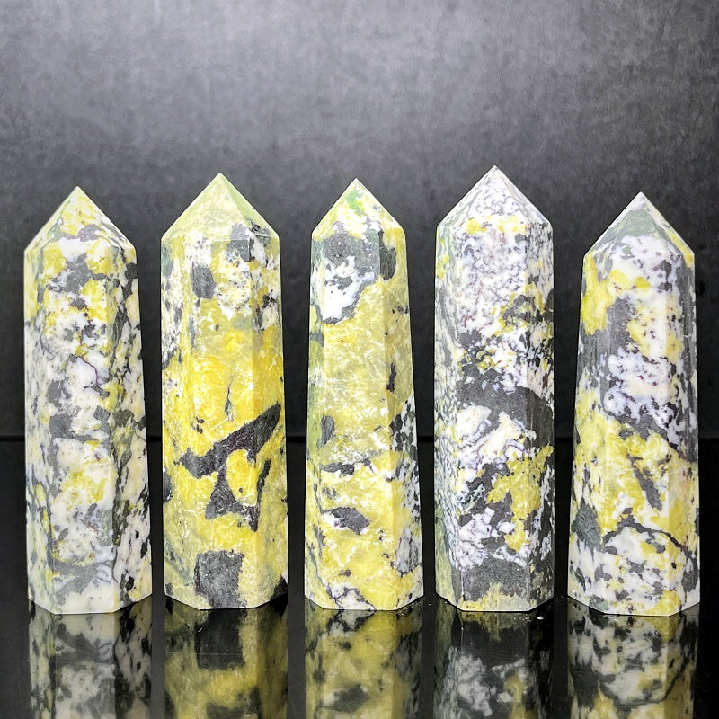 Natural Yellow pine stone single pointed column Heal ing Gemstone Home Decor