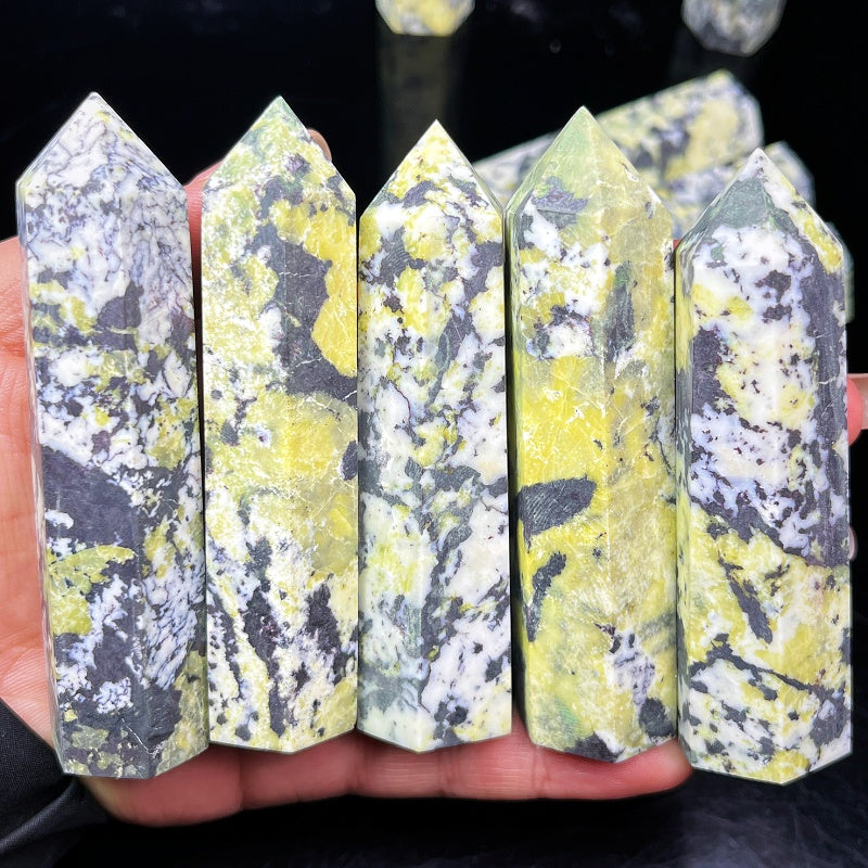 Natural Yellow pine stone single pointed column Heal ing Gemstone Home Decor