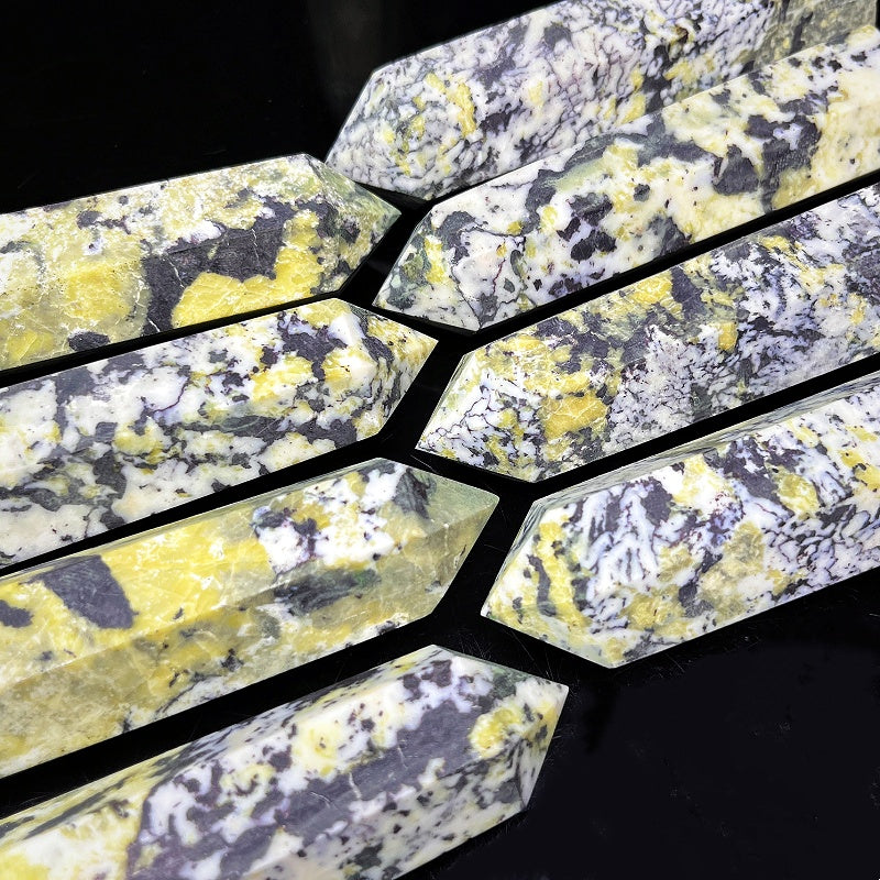Natural Yellow pine stone single pointed column Heal ing Gemstone Home Decor