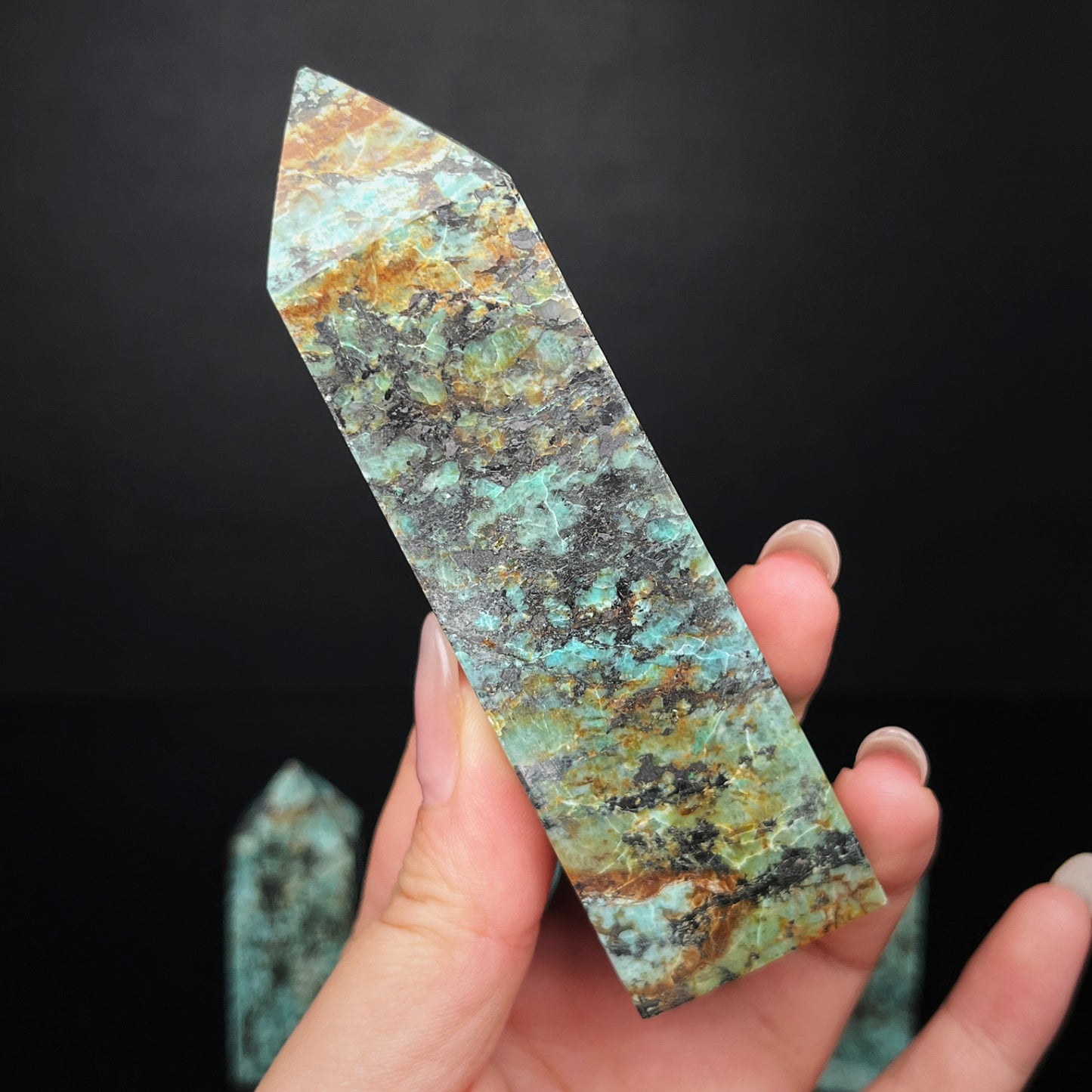 Natural American turquoise square column Heal ing Gemstone Home Decor