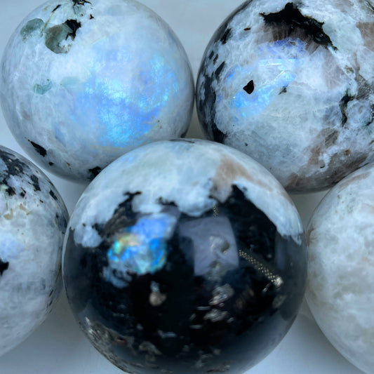 black and white moon stone sphere