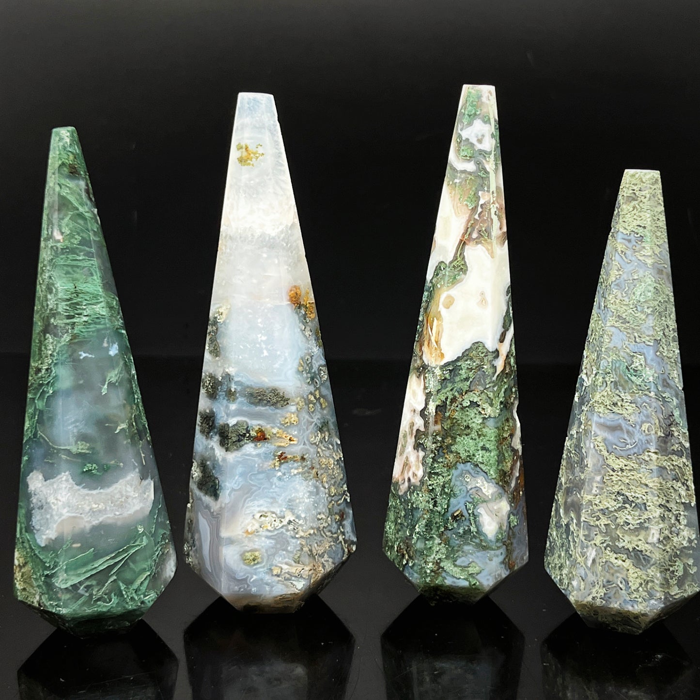 Natural Water grass agate torch tower Heal ing Gemstone Home Decor
