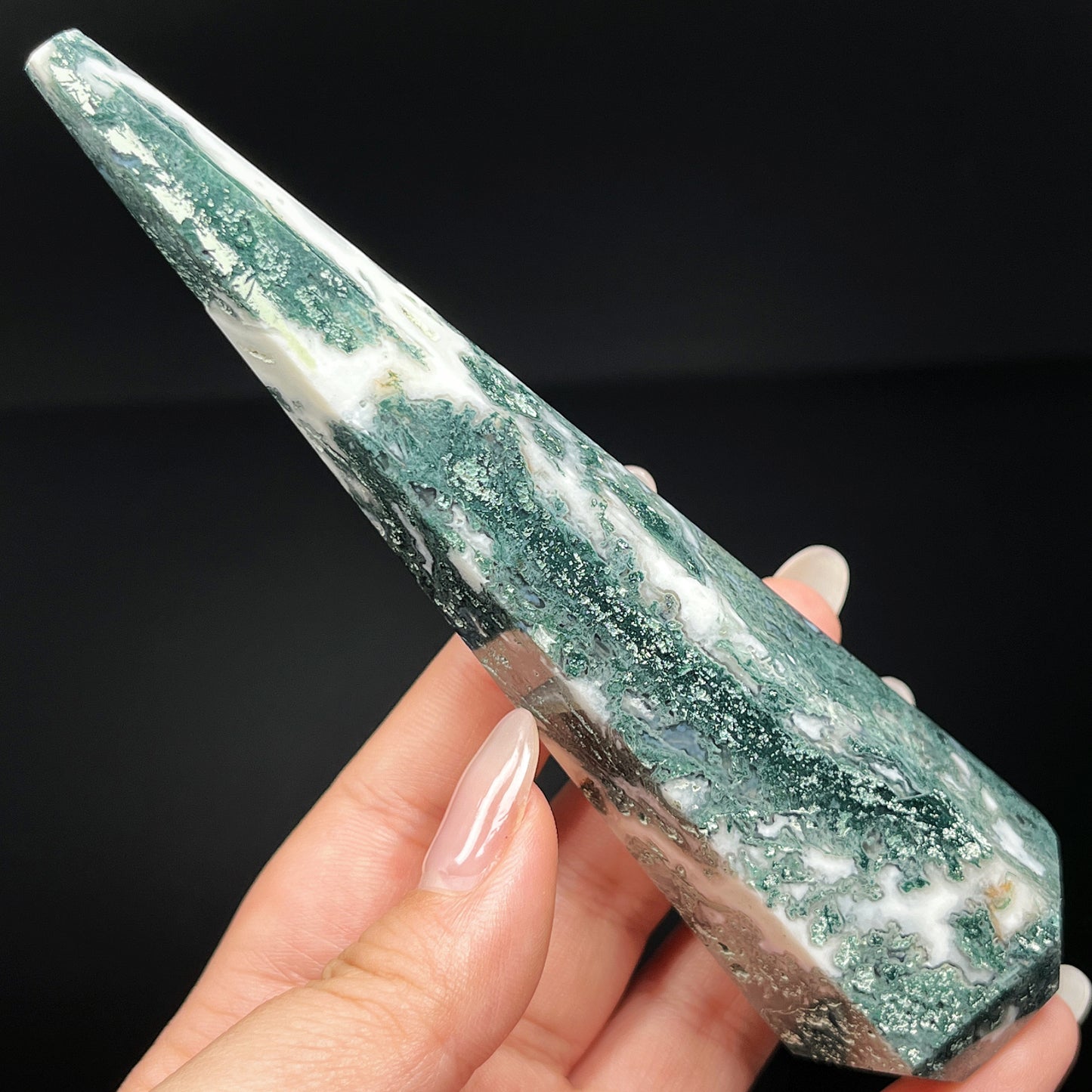 Natural Water grass agate torch tower Heal ing Gemstone Home Decor
