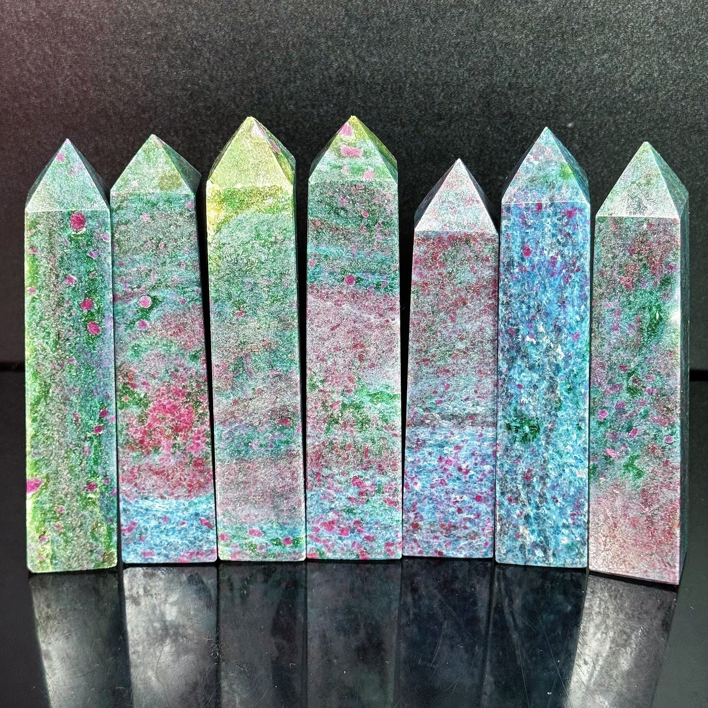 Natural Red blue green treasure square pillar Heal ing Gemstone Home Decor
