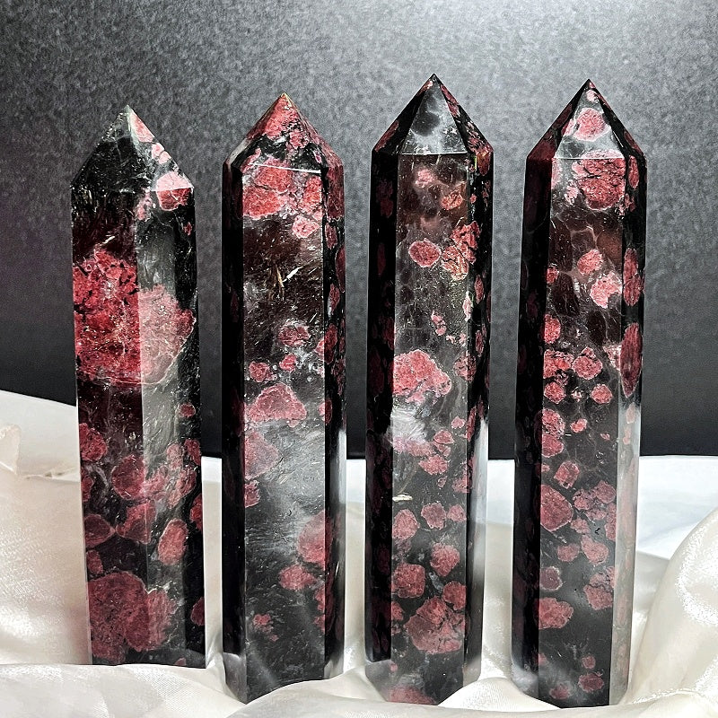 Natural Garnet single pointed pillar Heal ing Gemstone Home Decor