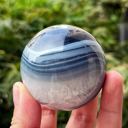 Natural Black gray wrapped agate ball Heal ing Gemstone Home Decor