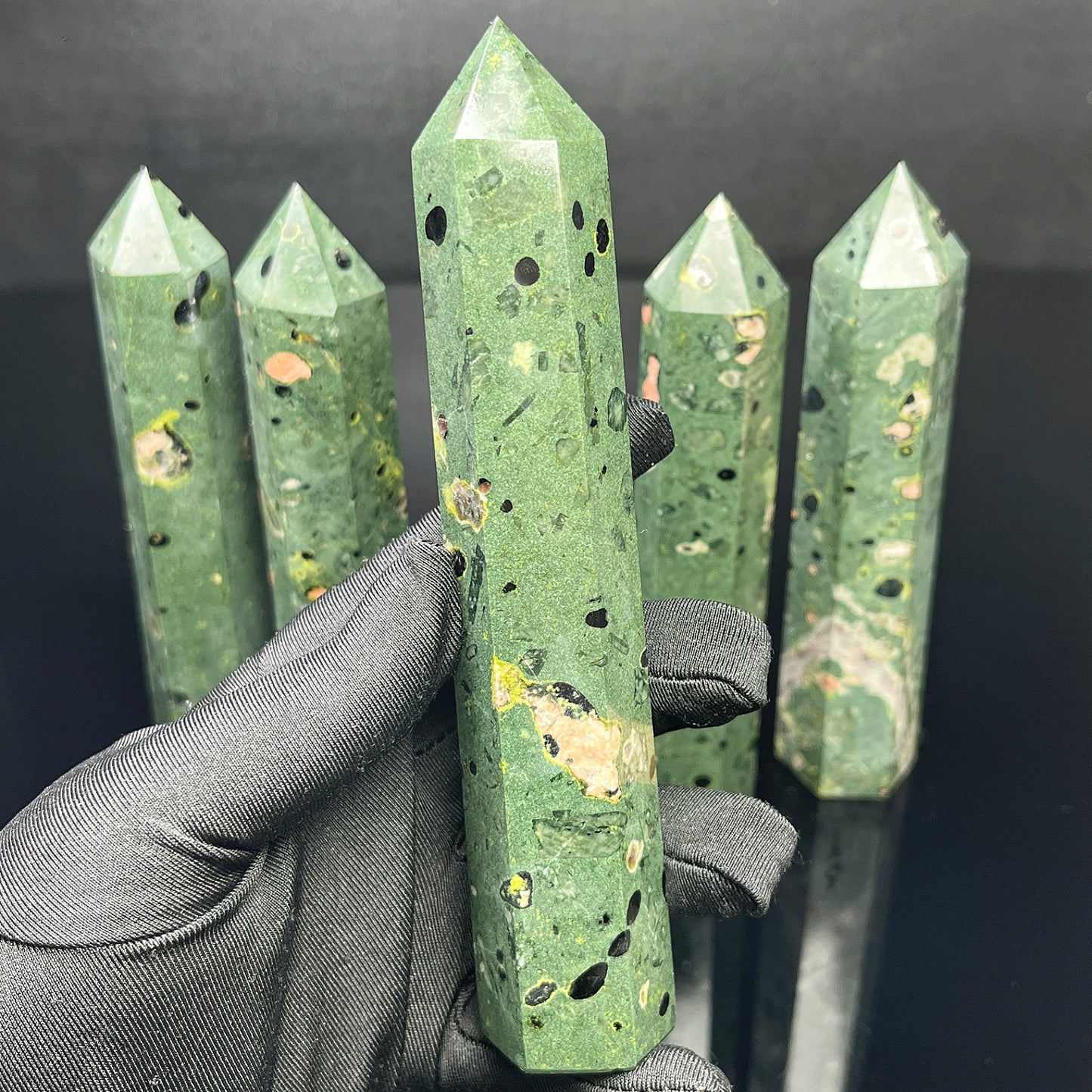 Natural Lotus peacock stone single pointed column Heal ing Gemstone Home Decor