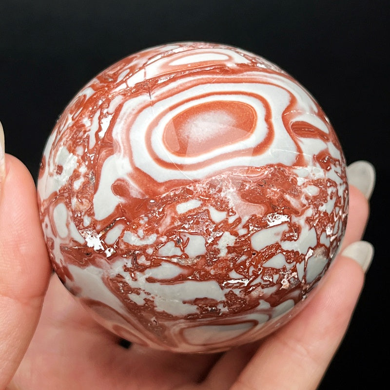 Natural Red patterned Mexican agate ball Heal ing Gemstone Home Decor