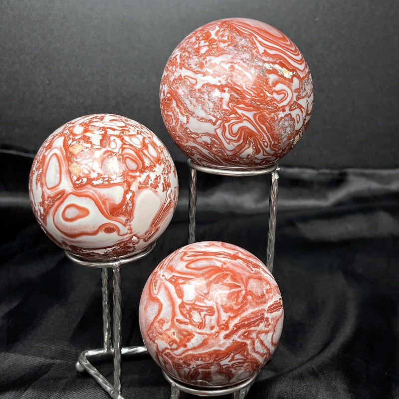 Natural Red patterned Mexican agate ball Heal ing Gemstone Home Decor
