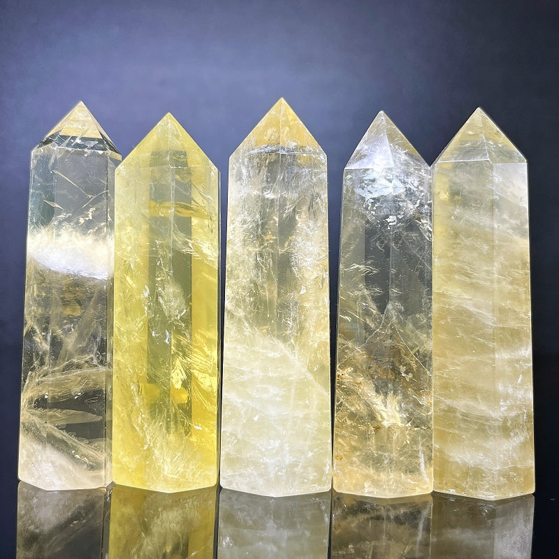 Natural Citrine Single Column Heal ing Gemstone Home Decor