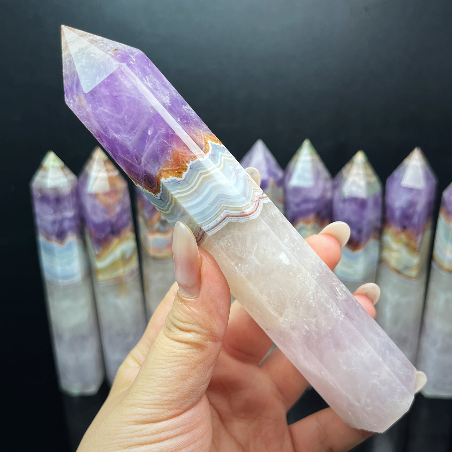 Natural Amethyst Fangjie Single pointed Column Heal ing Gemstone Home Decor