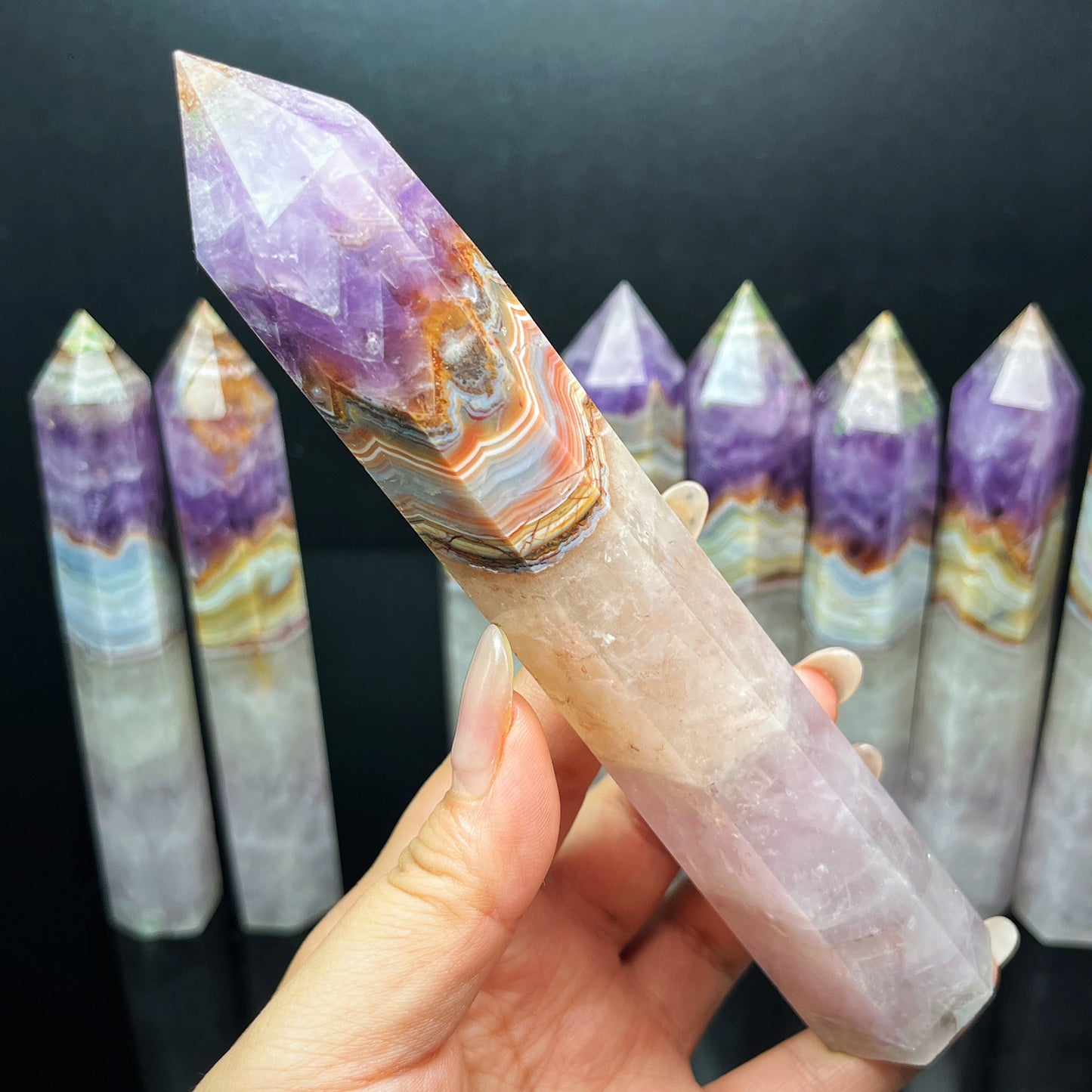 Natural Amethyst Fangjie Single pointed Column Heal ing Gemstone Home Decor
