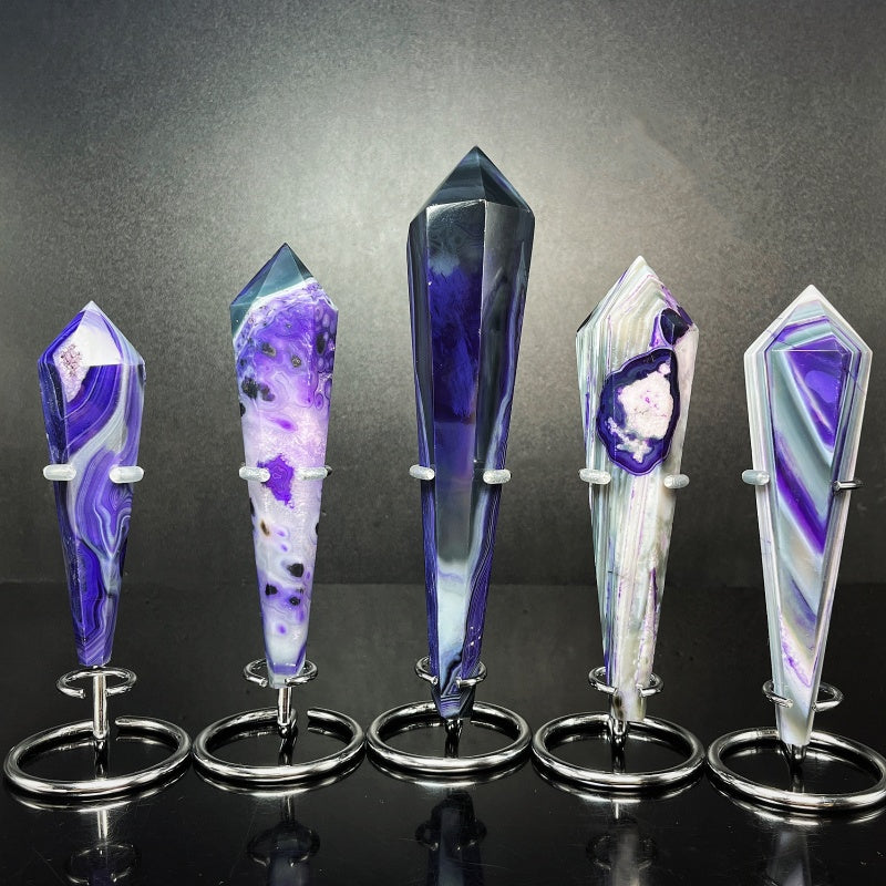 Natural Purple wrapped agate scepter Heal ing Gemstone Home Decor