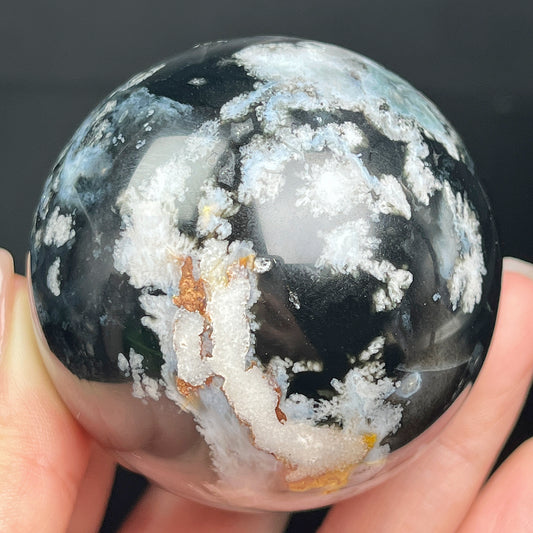 Natural Black cherry blossom agate ball Heal ing Gemstone Home Decor