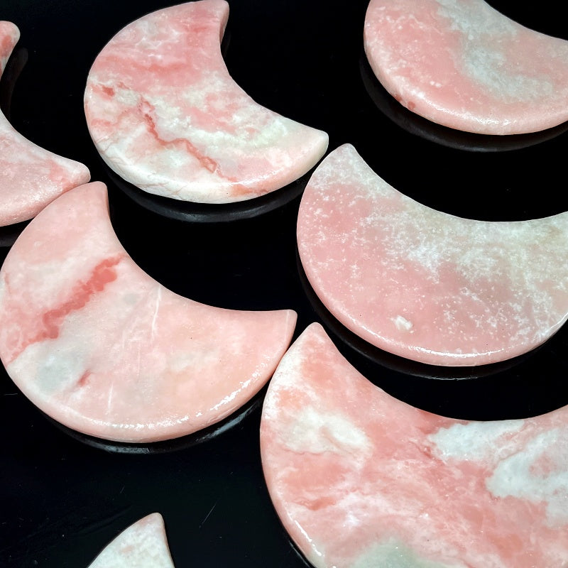 Natural Pink Australian Treasure Carving Moon  Heal ing Gemstone Home Decor