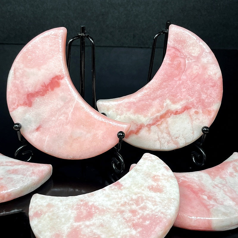 Natural Pink Australian Treasure Carving Moon  Heal ing Gemstone Home Decor