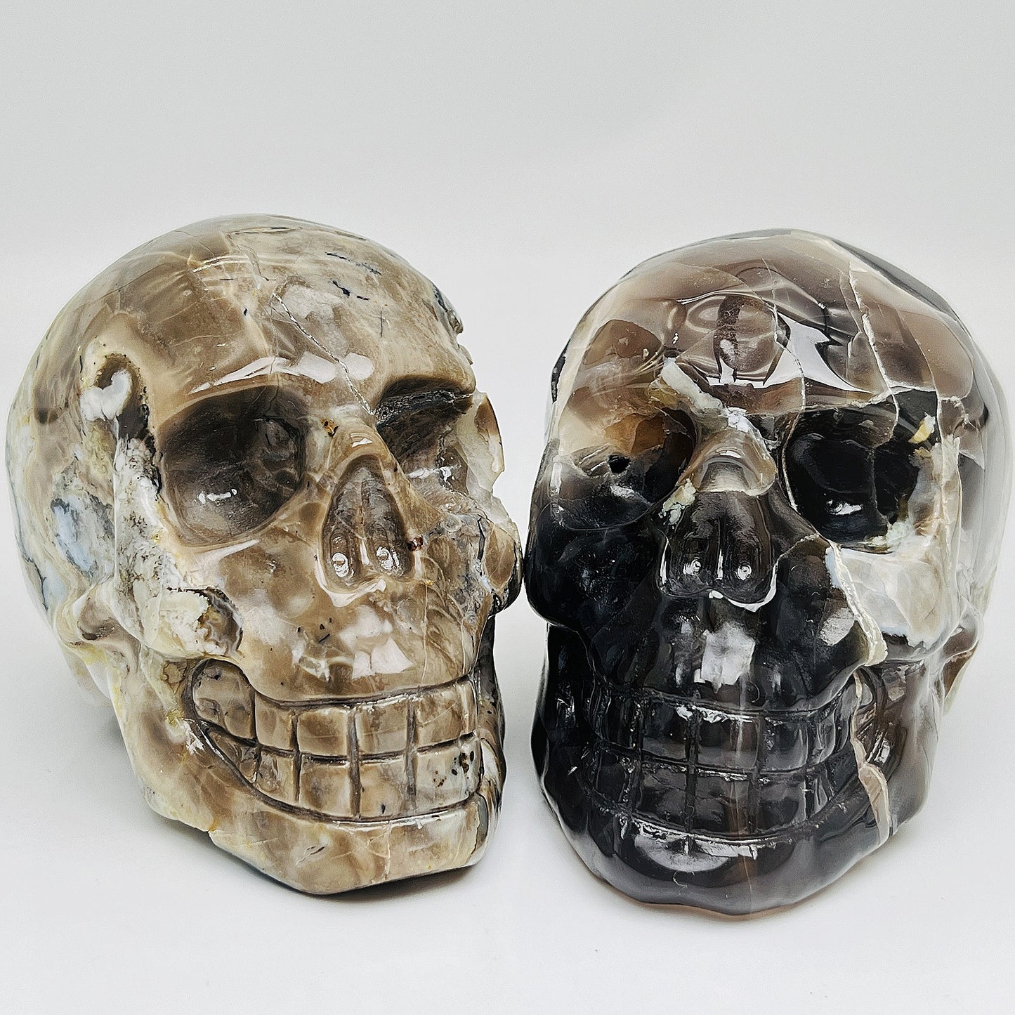 Natural Fluorescent agate skull Heal ing Gemstone Home Decor