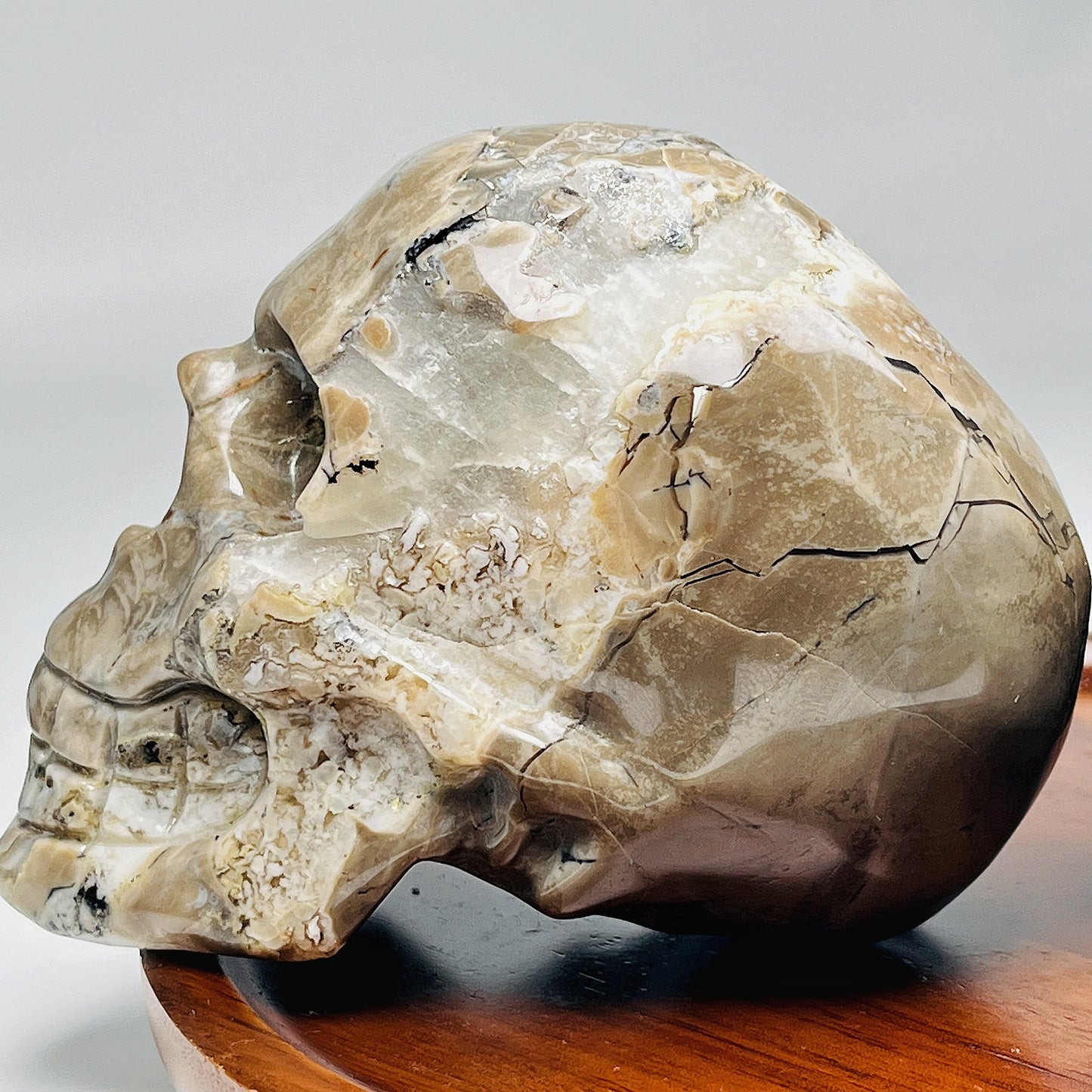 Natural Fluorescent agate skull Heal ing Gemstone Home Decor
