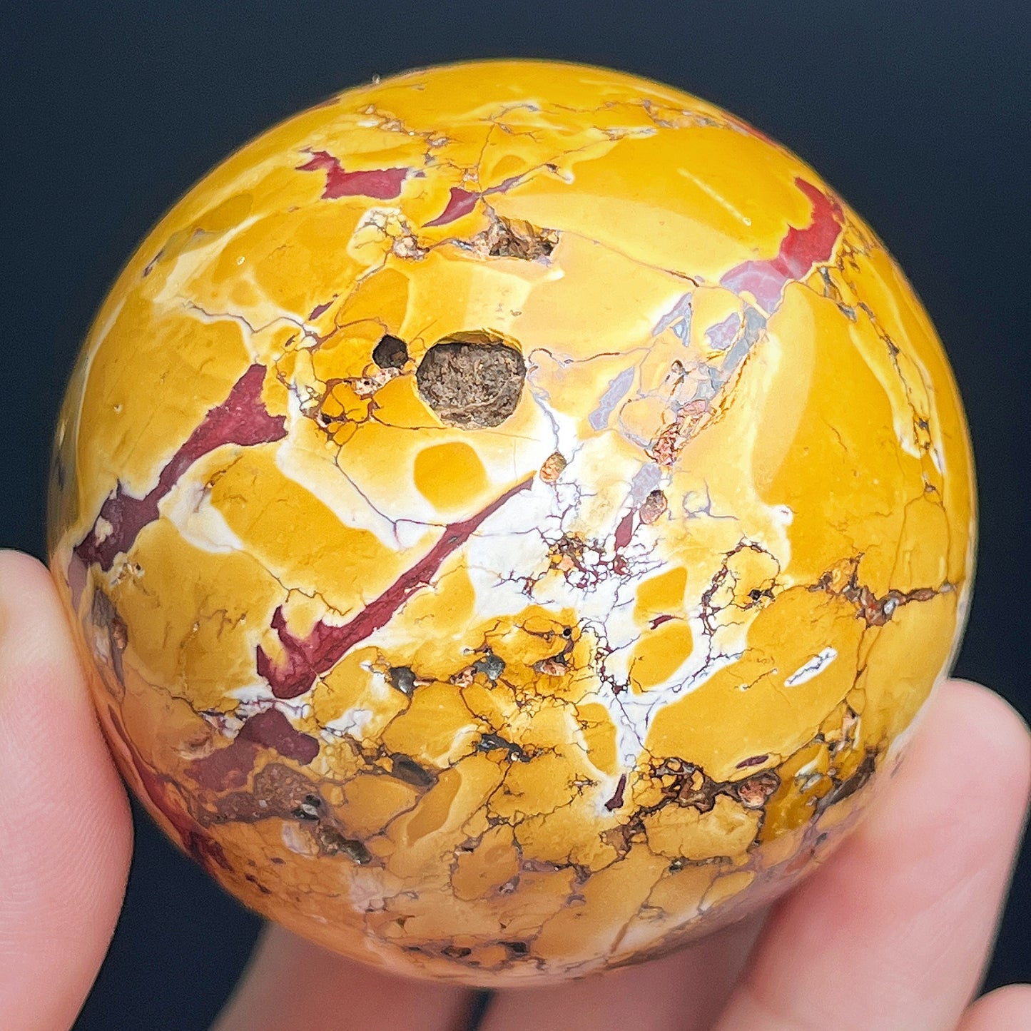 Natural Egg yolk stone ball Heal ing Gemstone Home Decor