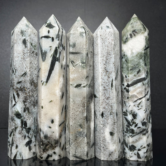 Natural Green tourmaline single pointed pillar Heal ing Gemstone Home Decor