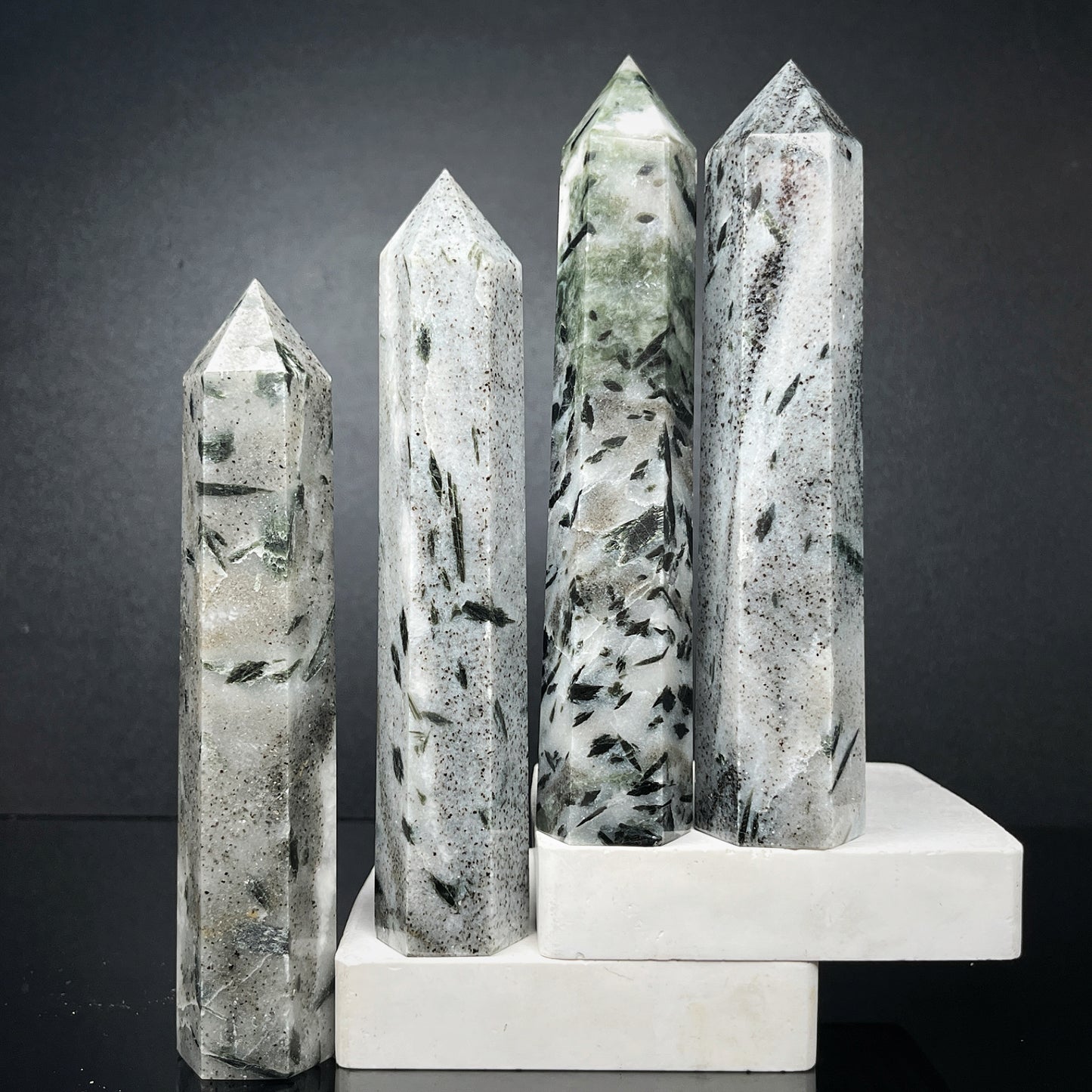 Natural Green tourmaline single pointed pillar Heal ing Gemstone Home Decor